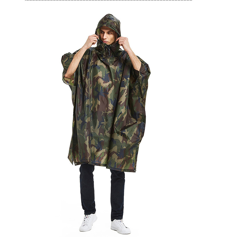 Camping Rain Poncho - 3 w 1: płaszcz przeciwdeszczowy, pokrowiec